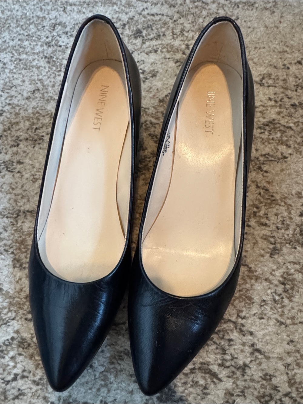 Nine West Black Pointed-Toe Leather Pumps - Elegant Work Heels